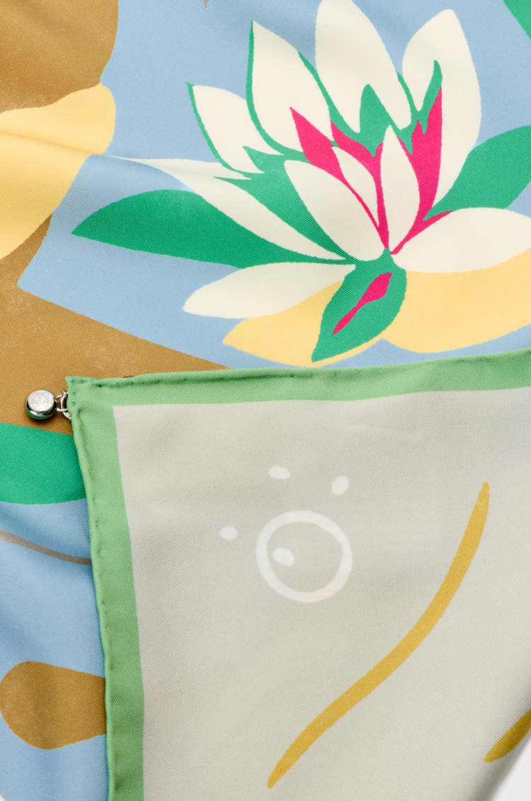 LOEWE 真絲圍巾 米色/淺藍色