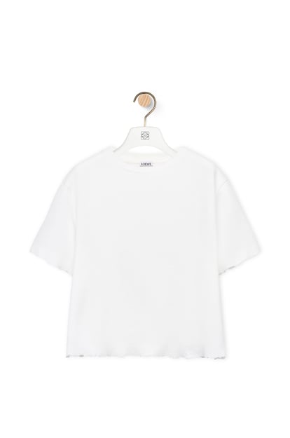 LOEWE Camiseta de corte boxy en mezcla de algodón Blanco