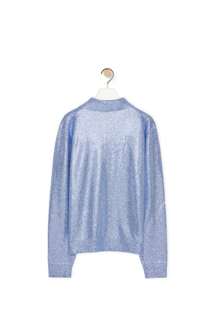 LOEWE Embellished polo sweater in cashmere Light Blue