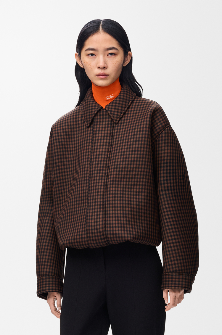 LOEWE Chaqueta con cordón de ajuste en lana Marrón/Negro