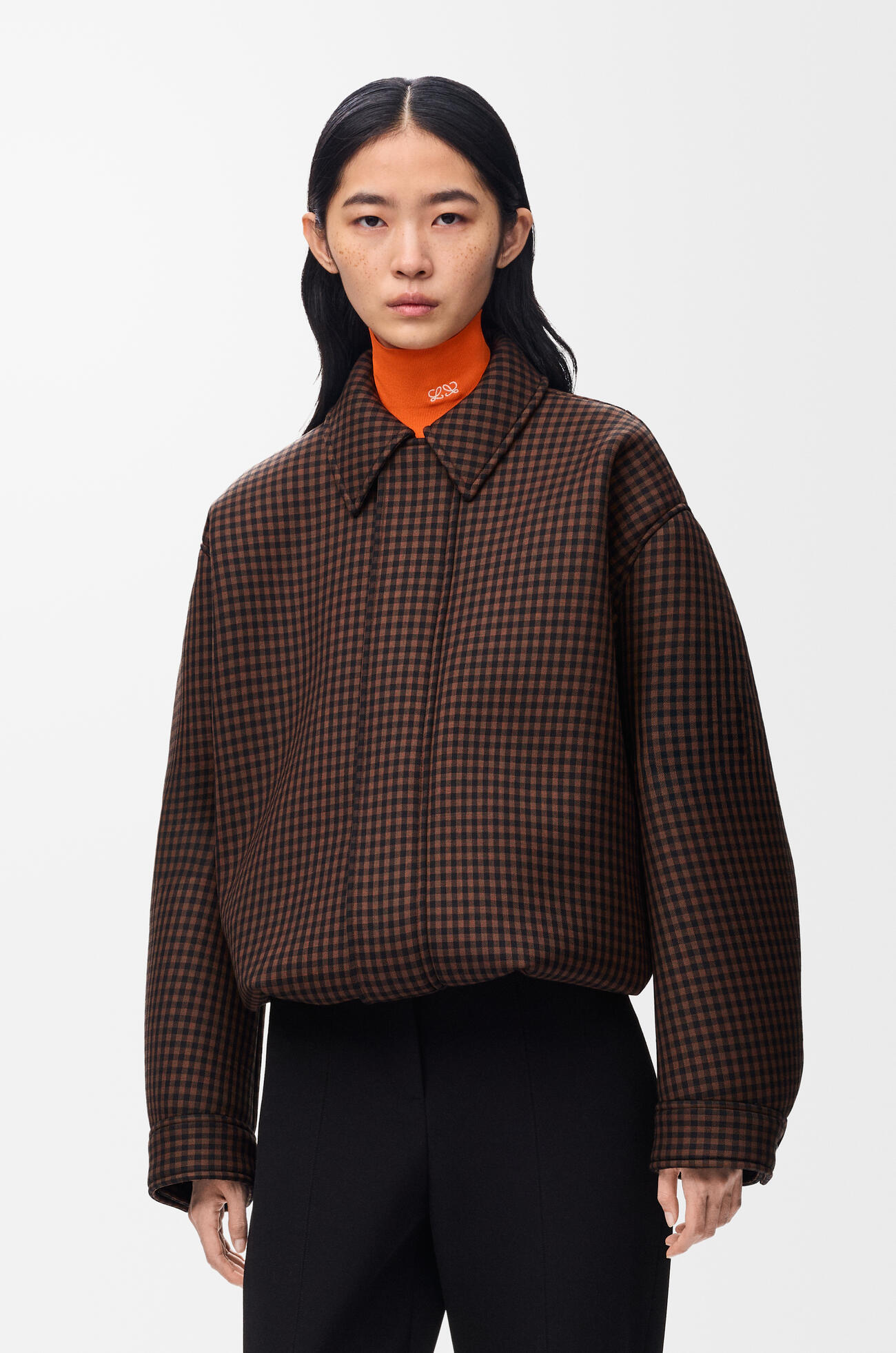 LOEWE Chaqueta con cordón de ajuste en lana Marrón/Negro