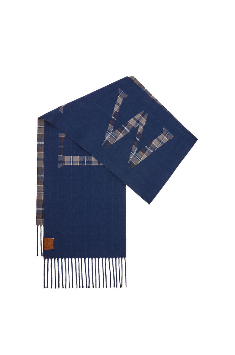 LOEWE LOEWE check scarf in wool and cashmere Navy Blue/Multicolor