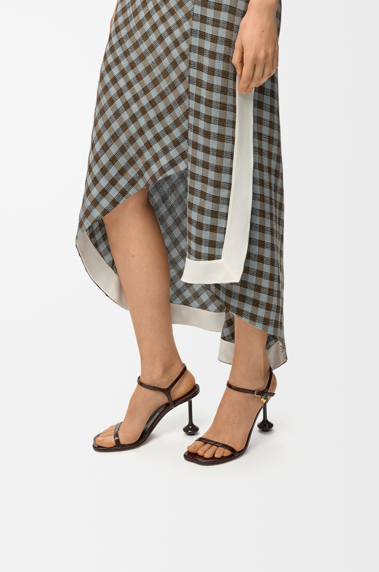 LOEWE Toy sandal in croc-embossed calfskin Dark Brown