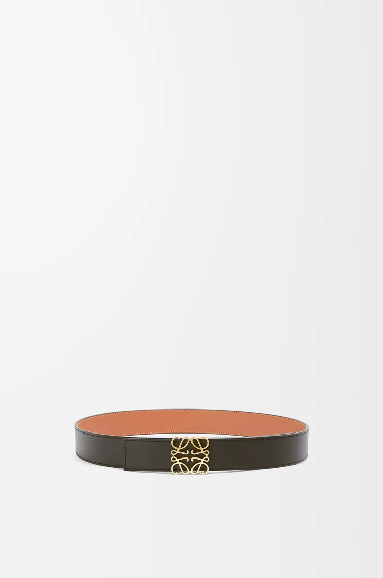 LOEWE Reversible Anagram belt in smooth calfskin Tan/Black/Gold