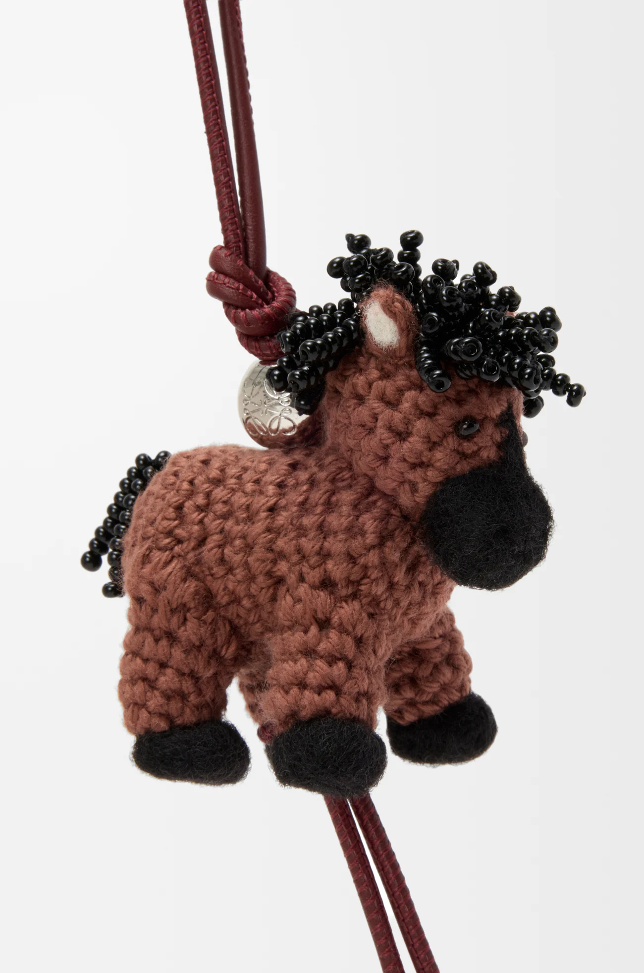 LOEWE Horse charm in felt Chocolate/Black