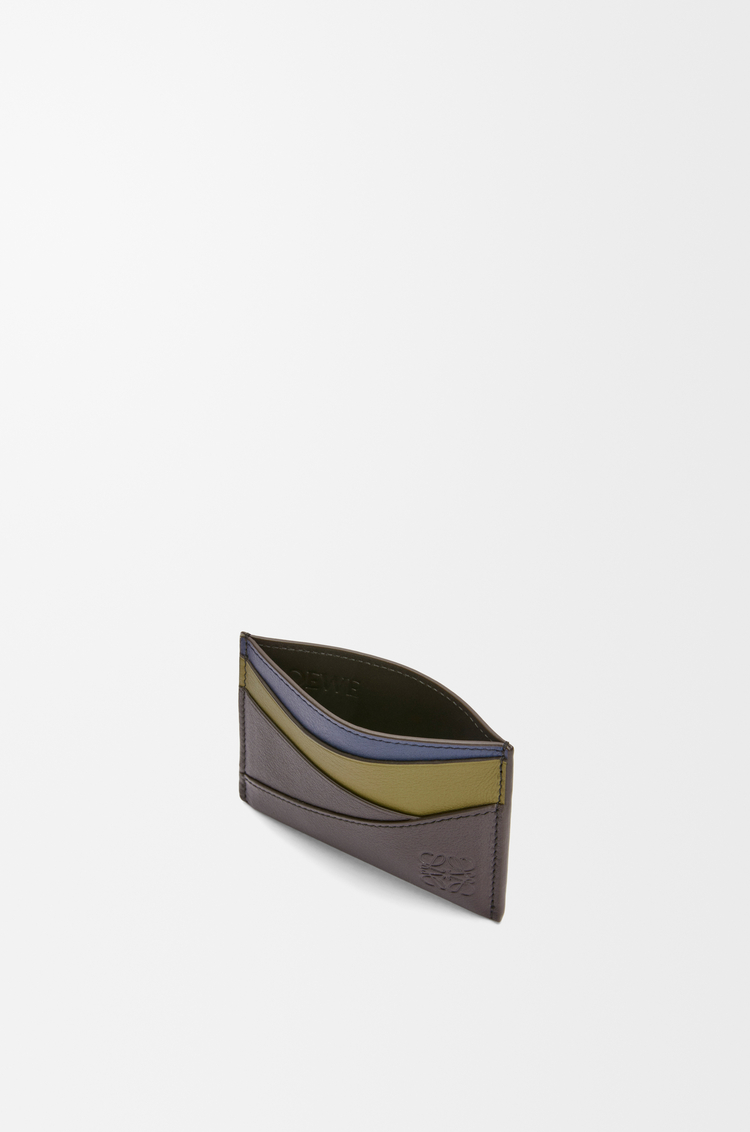 LOEWE Portacarte Puzzle semplice in pelle di vitello classica Oliva/Marrone Scuro