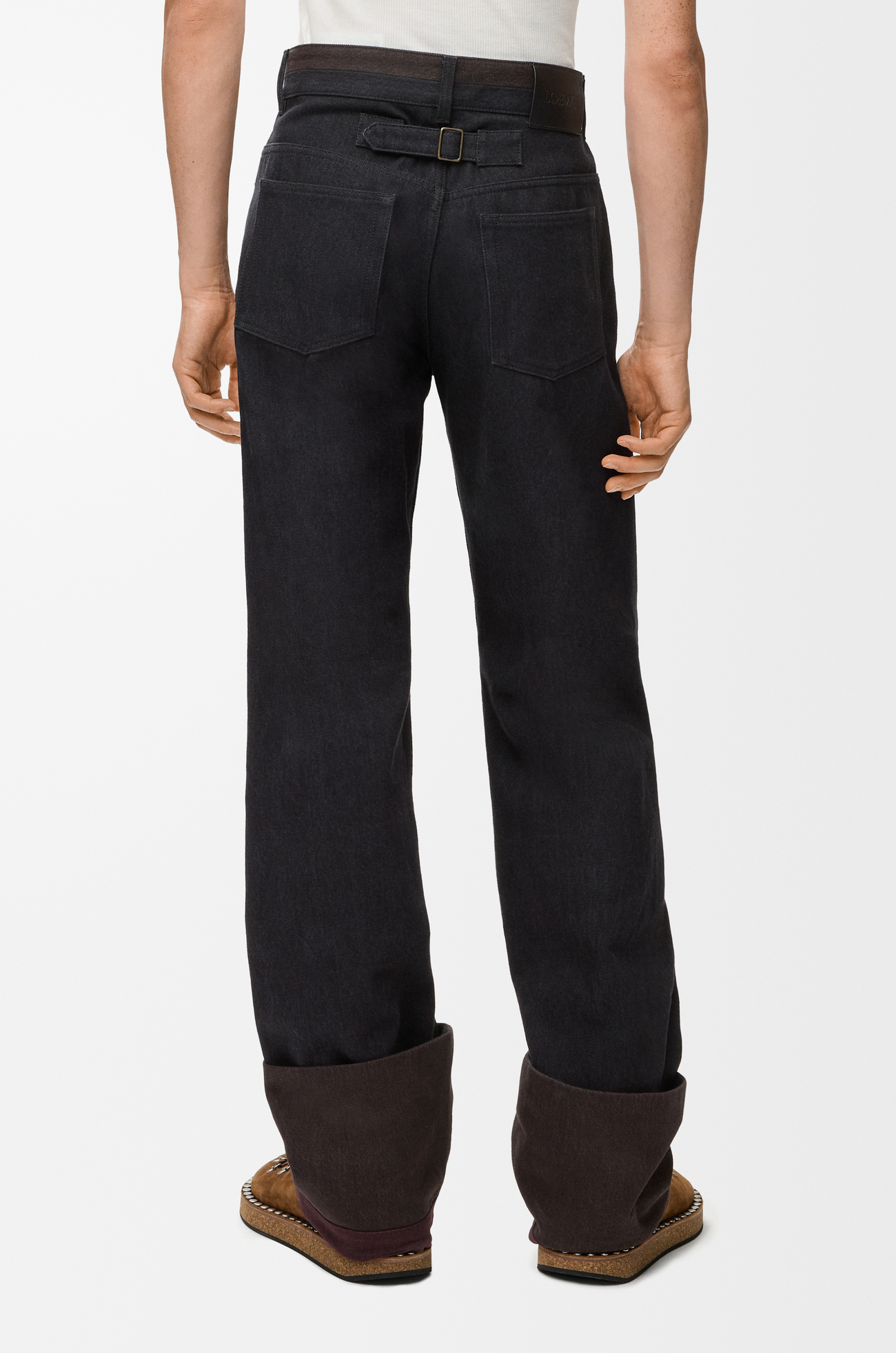 LOEWE Turn-up jeans in denim Black/Burgundy