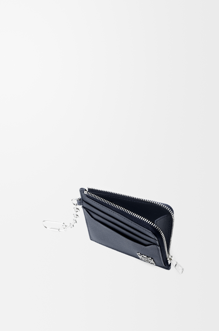 LOEWE 鹅卵石纹牛皮革 Anagram 方形硬币卡包 深海军蓝