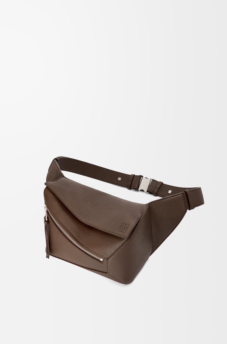 LOEWE Small Puzzle bumbag in grained calfskin Dark Cigar