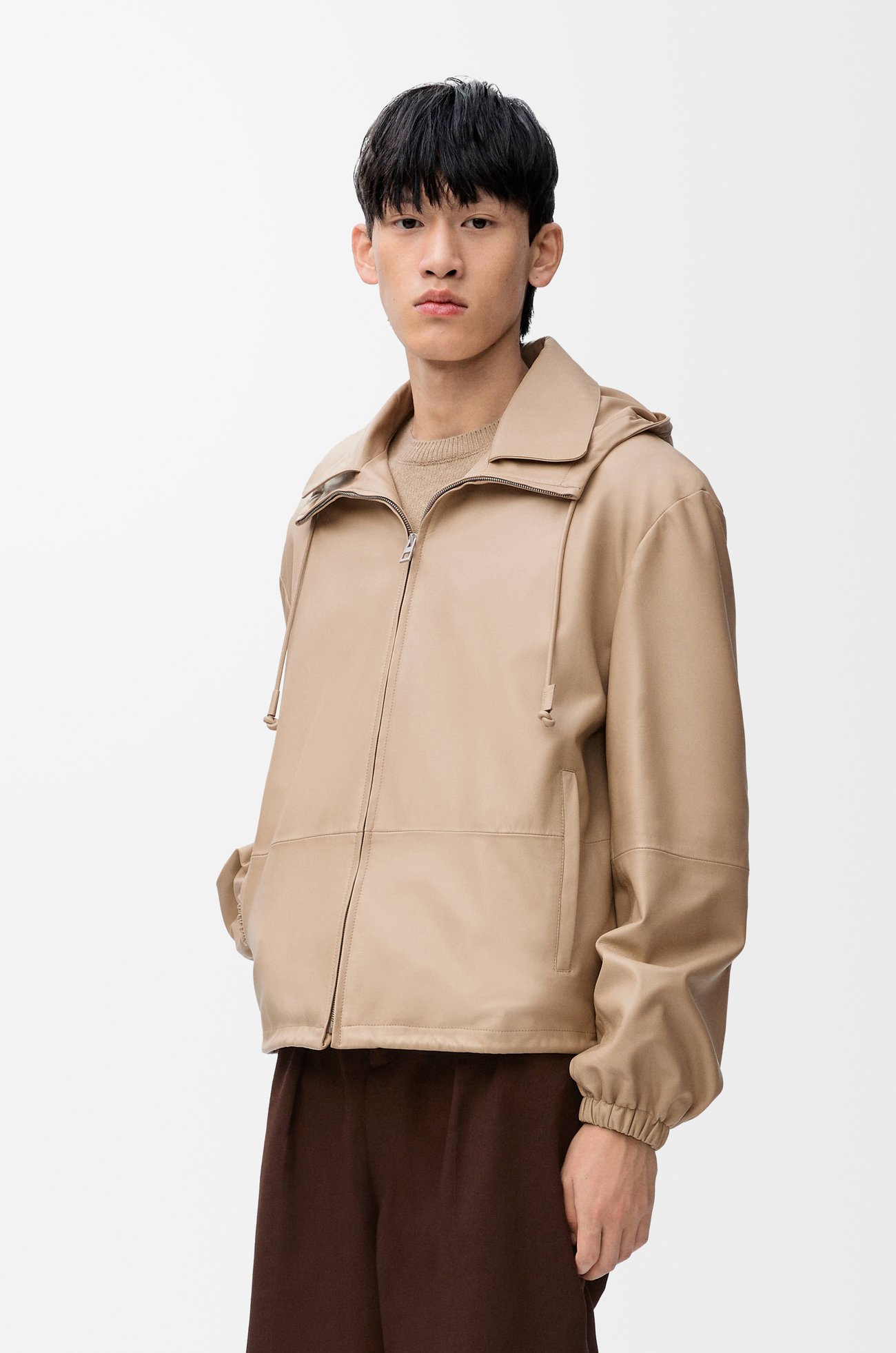 LOEWE Hooded jacket in nappa lambskin Light Beige