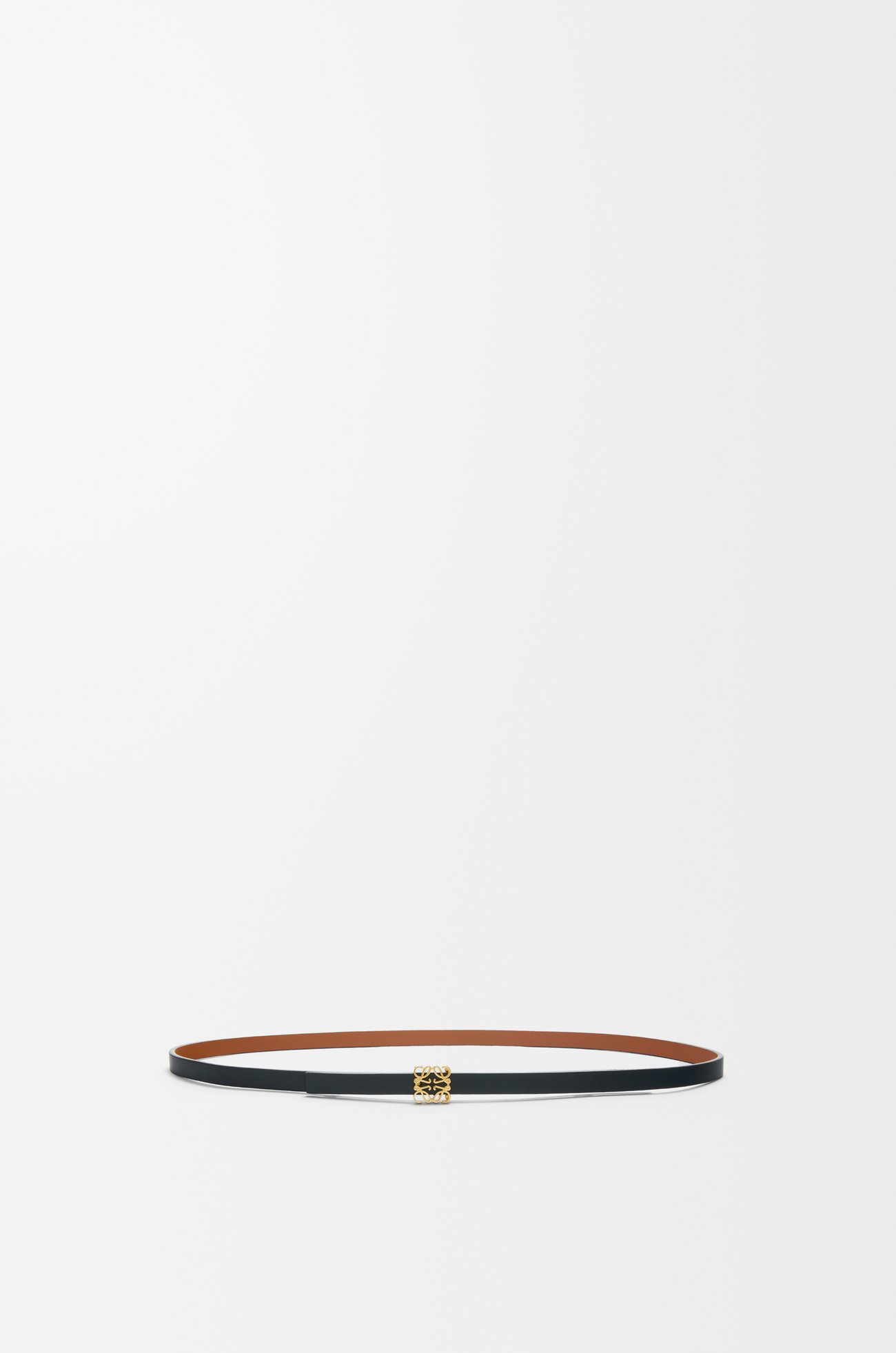 LOEWE 光滑小牛皮雙面 Anagram 方塊皮帶 棕褐色/黑色/金色