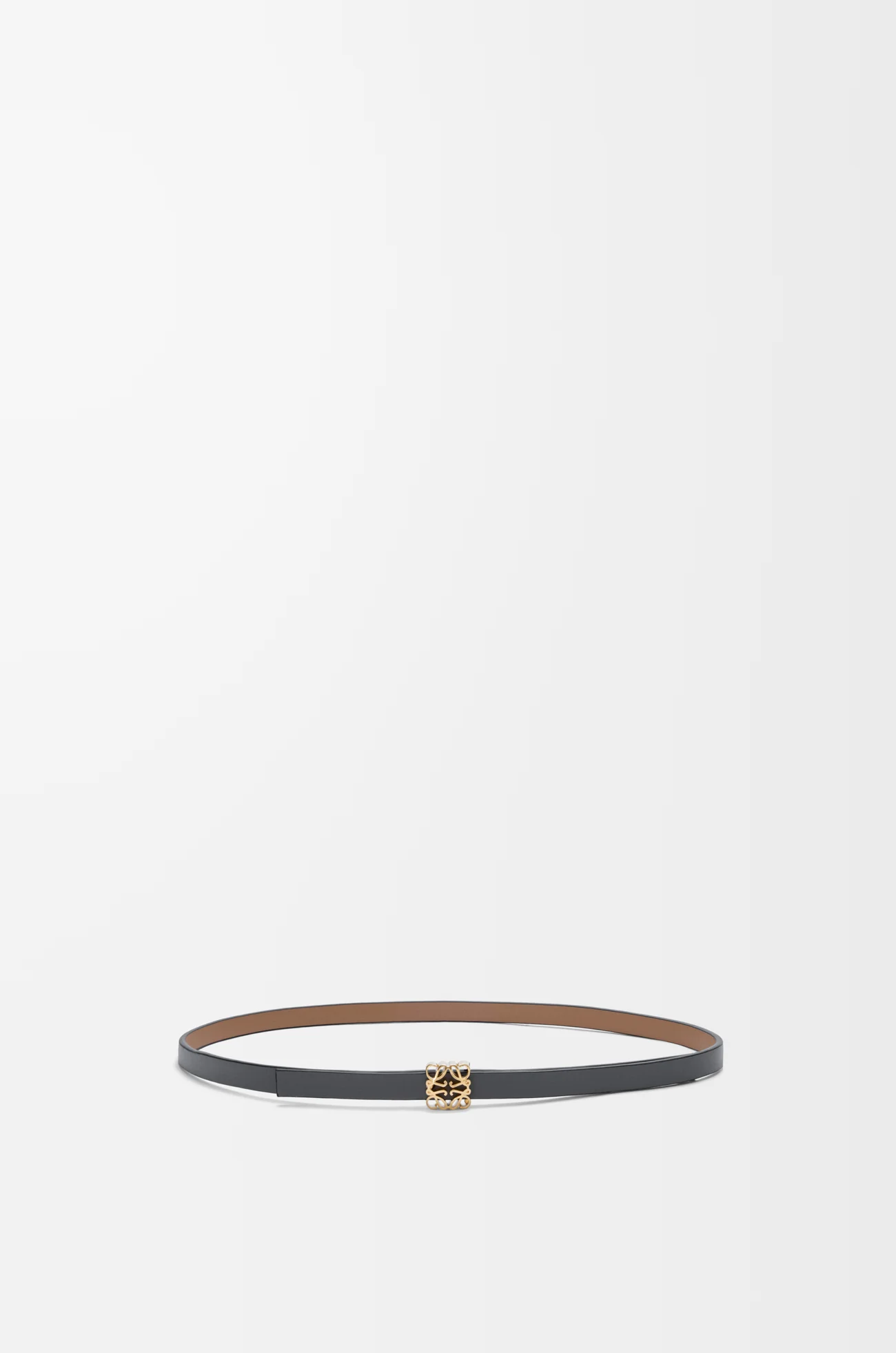 LOEWE Cinturón reversible Anagram Bombé en piel de ternera Moca/Pizarra