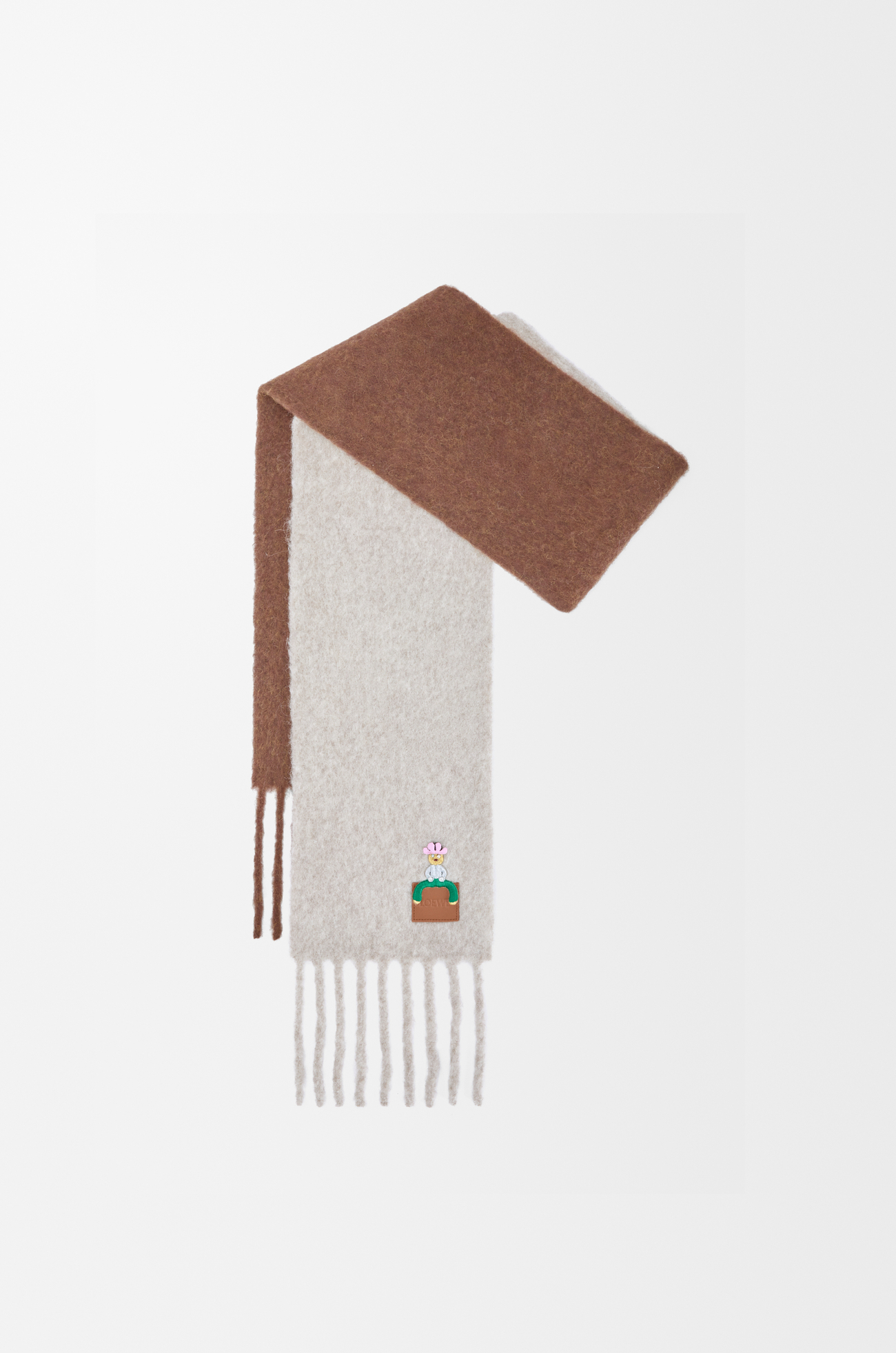 LOEWE Scarf in alpaca and wool blend Light Grey/Brown