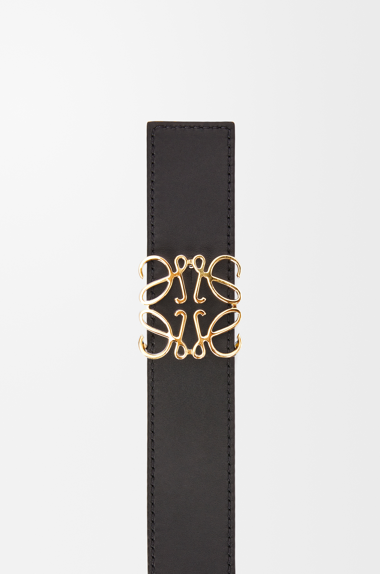 LOEWE Cinturón reversible en piel de ternera lisa con Anagrama Negro/Azul Océano/Dorado