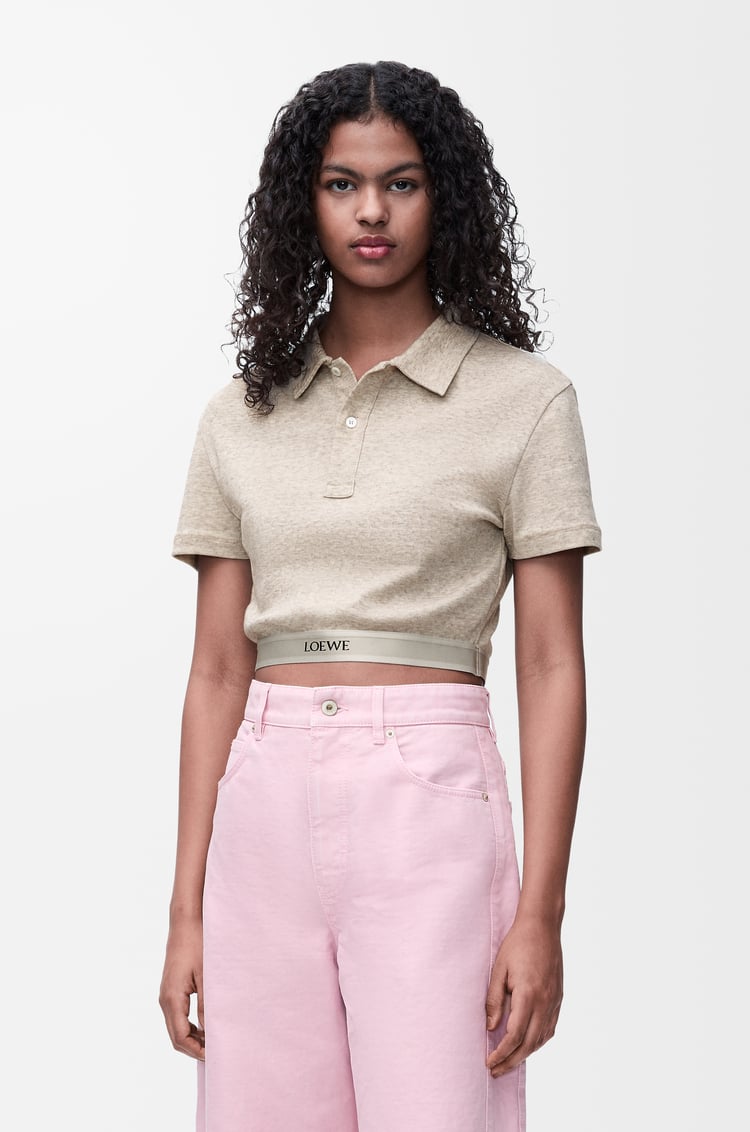 LOEWE Cropped polo in cotton and wool Beige