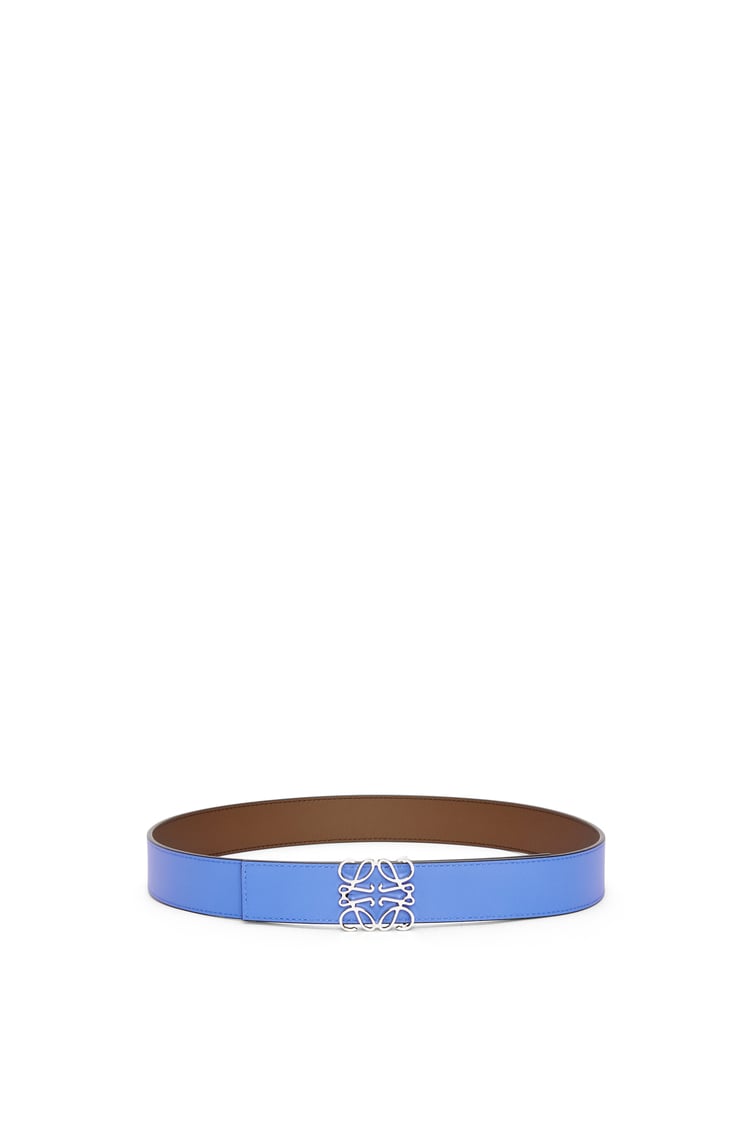 LOEWE Cinturón reversible en piel de ternera lisa con Anagrama Ocre/Azul Seaside/Paladio