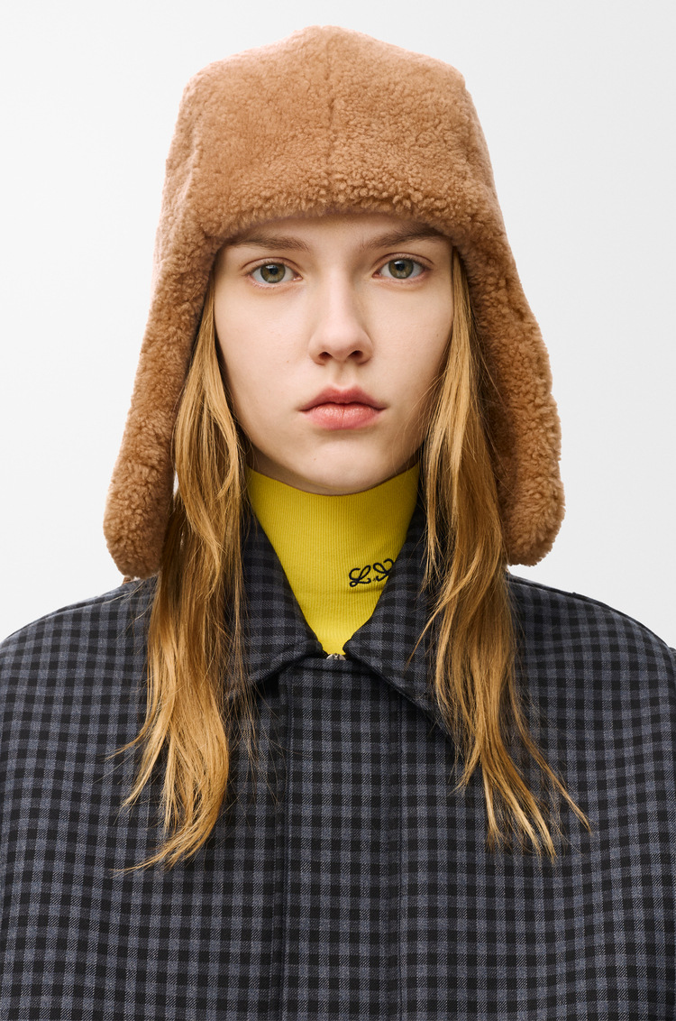 LOEWE アビエイター ハット（シアリング） ブラウン