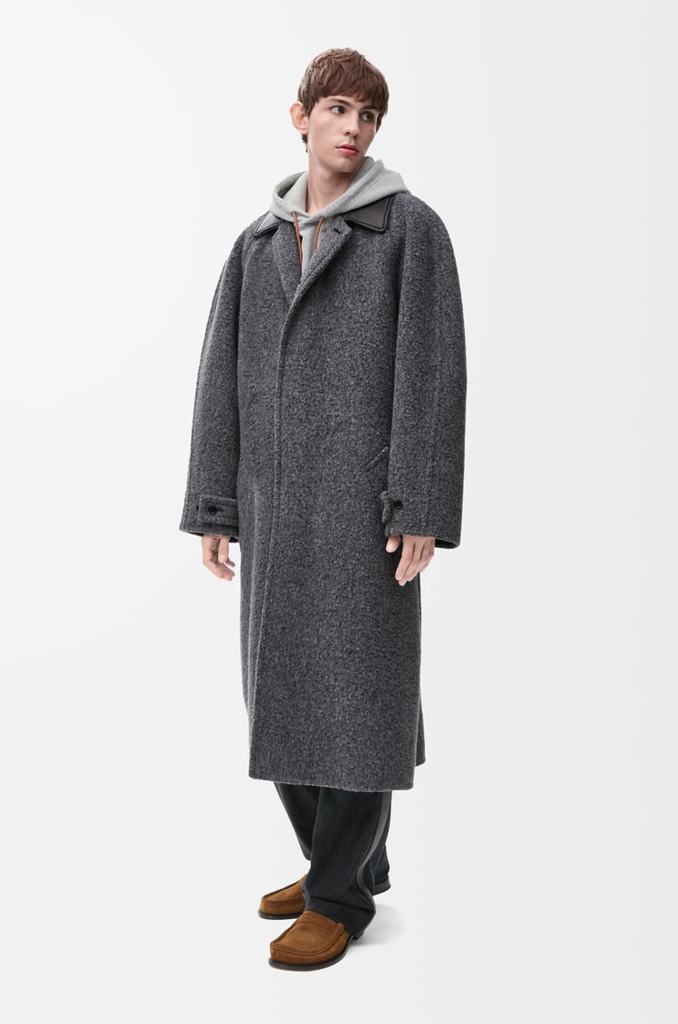 LOEWE 羊毛和喀什米爾混紡大衣 炭灰色