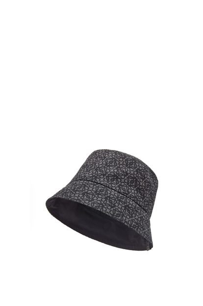 LOEWE Sombrero de pescador reversible en jacquard de anagrama y nailon Antracita/Negro