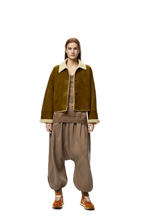 LOEWE Short jacket in shearling Beige/Khaki Green plp_rd