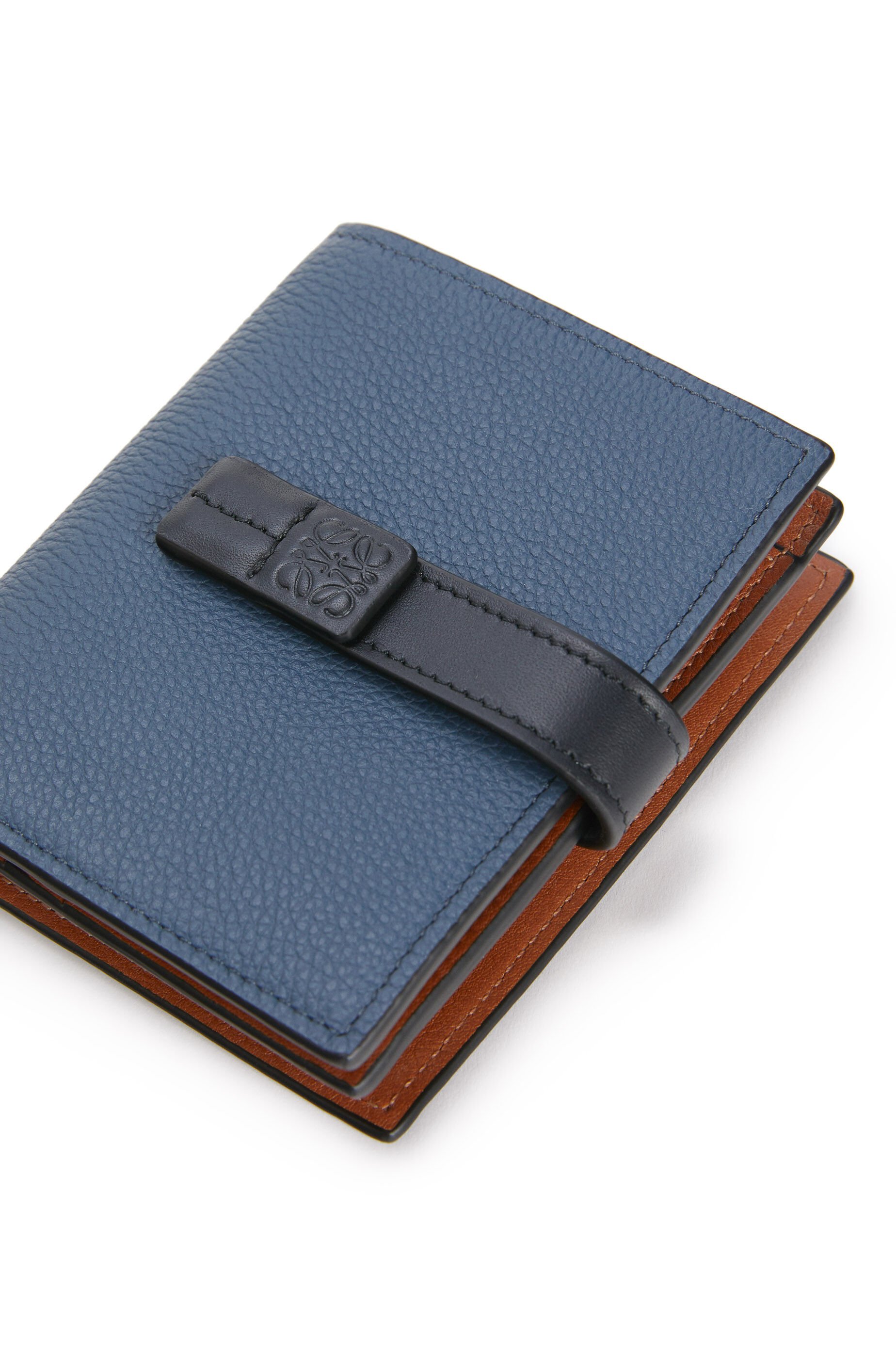 Compact zip wallet in soft grained calfskin Indigo Dye/Black LOEWE