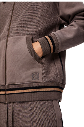 LOEWE Zip-up ribbed jacket in cotton Warm Grey plp_rd