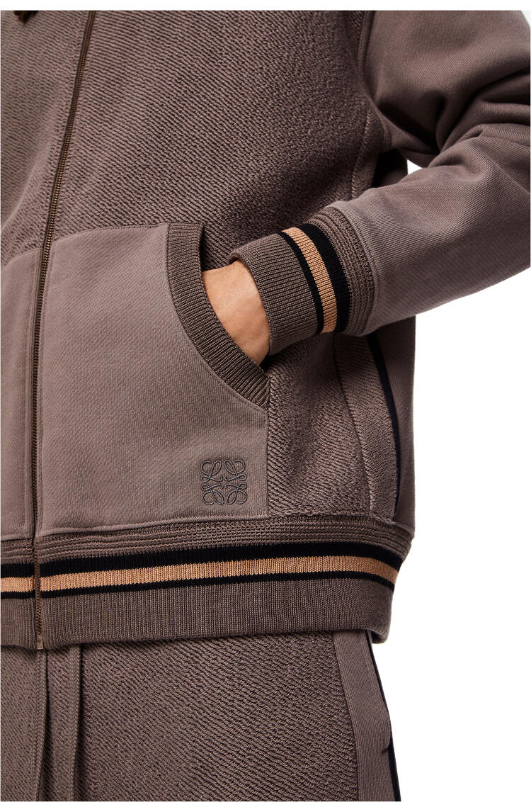 LOEWE Zip-up ribbed jacket in cotton Warm Grey