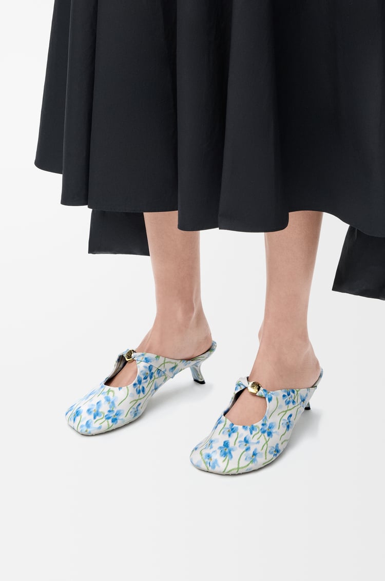 LOEWE Pebble Soft mule in printed nappa lambskin Soft White/Blue
