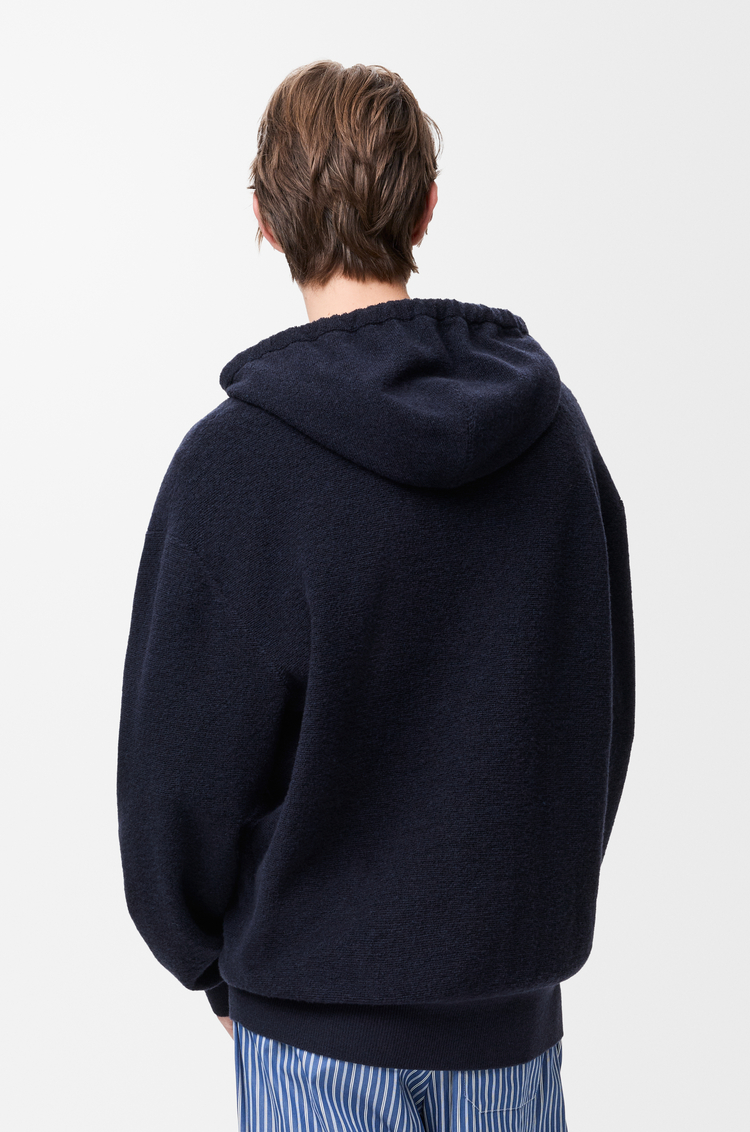 LOEWE Anagram zip-up hoodie in wool Navy Blue