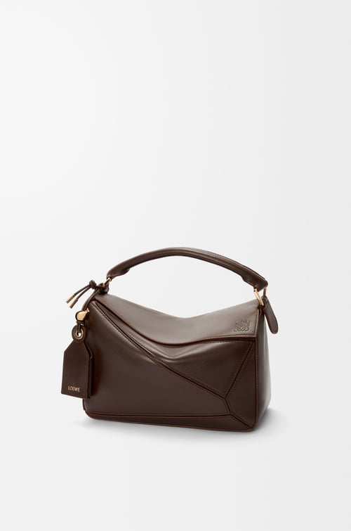 LOEWE Small Featherlight Puzzle bag in nappa lambskin Dark Brownie