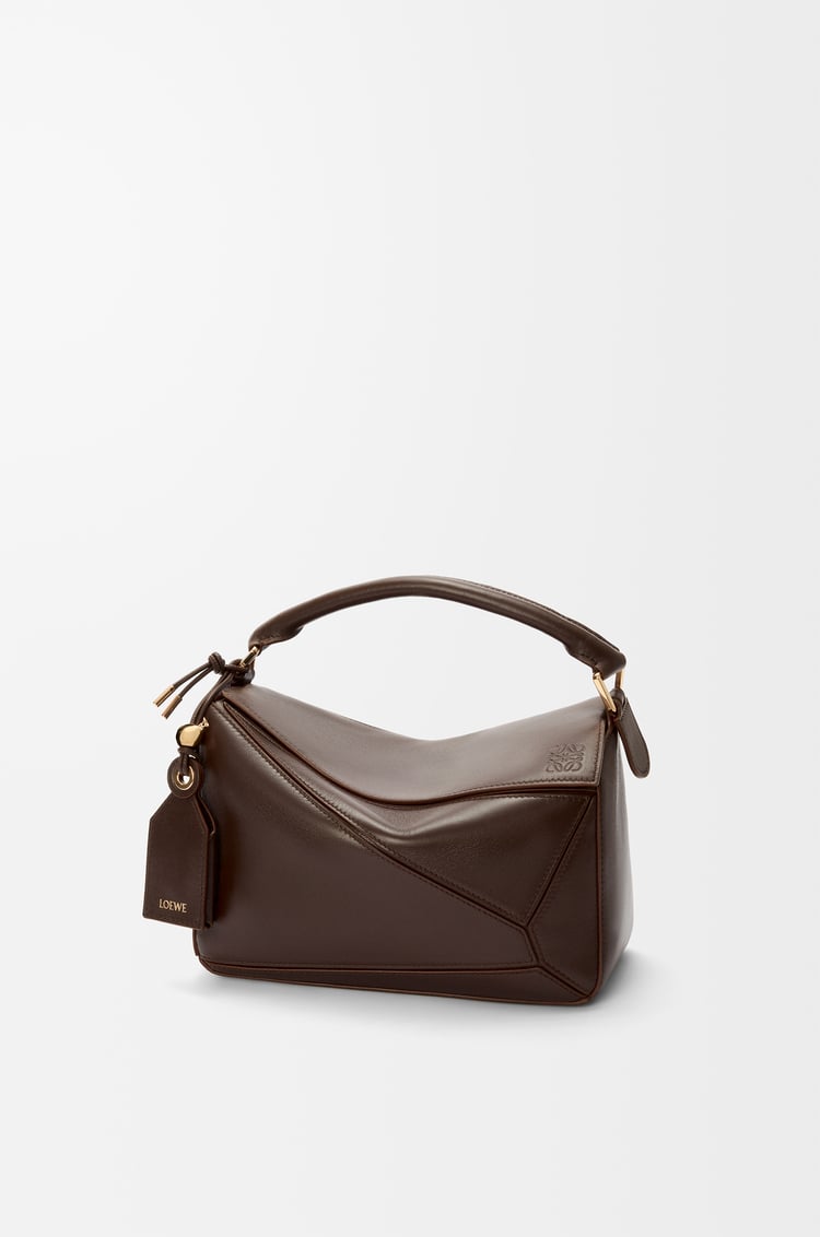 LOEWE Small Featherlight Puzzle bag in nappa lambskin Dark Brownie