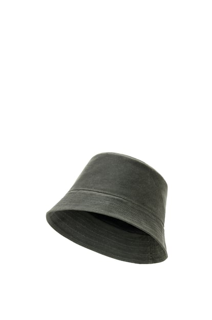 LOEWE Sombrero de pescador en lona encerada y piel de ternera Salvia Oscuro plp_rd