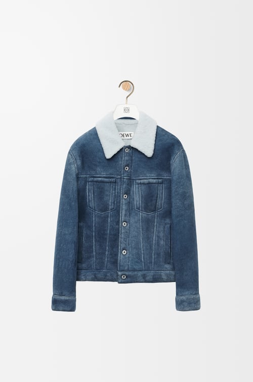 LOEWE Jacket in shearling White/Indigo Blue