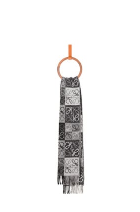 LOEWE Checkerboard scarf in wool and cashmere Black/White