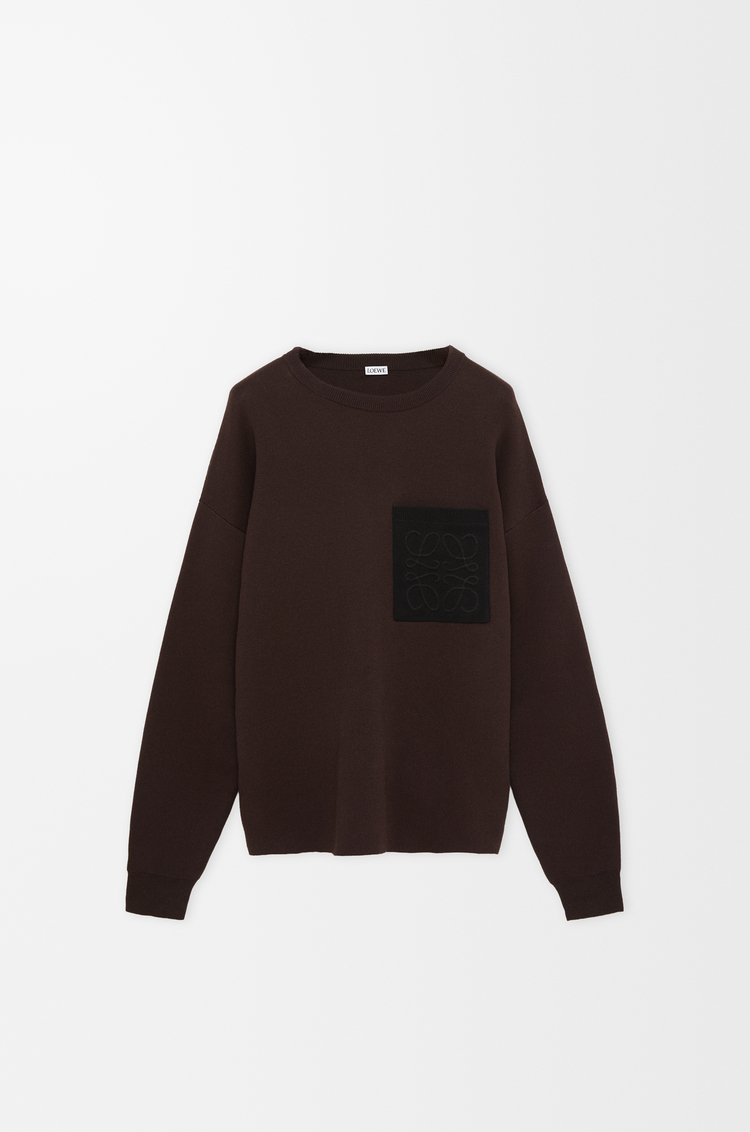 LOEWE アナグラム ポケット セーター（コットンブレンド） ダークブラウン/ブラック