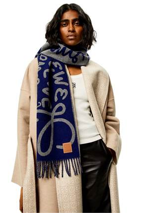 LOEWE LOEWE scarf in wool and cashmere Navy/Grey