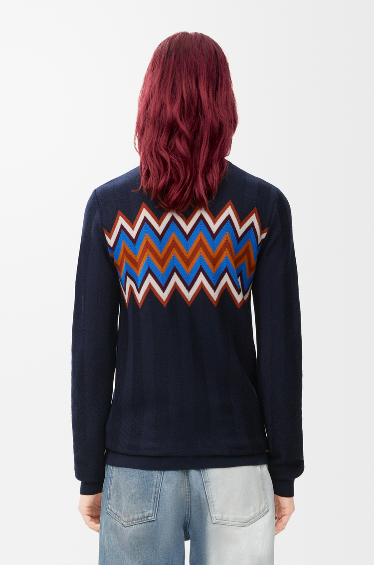 LOEWE Sweater in wool Navy Blue/Multicolor
