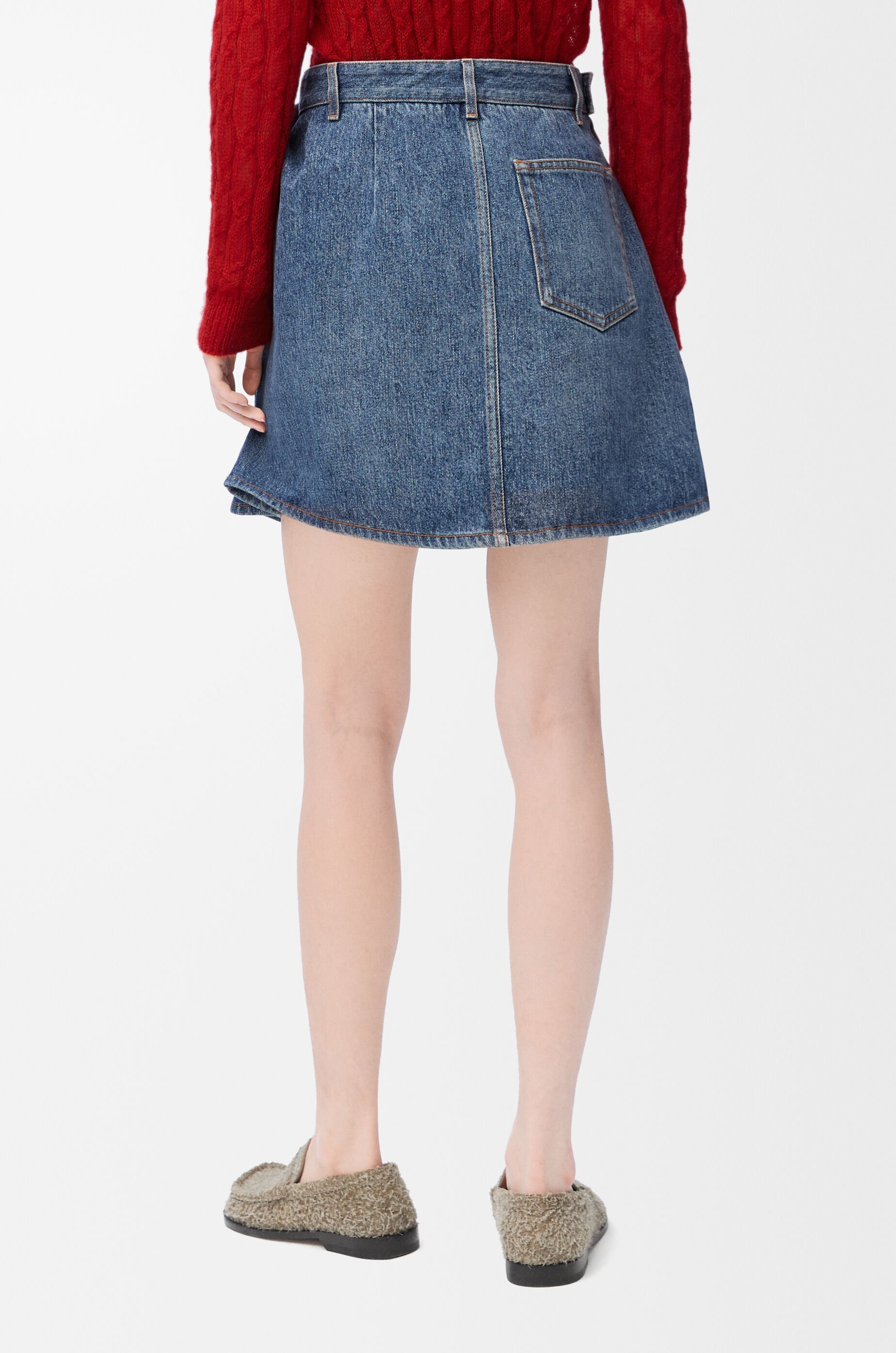 Draped skirt in cotton and silk Brown - LOEWE