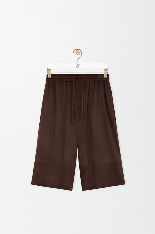 LOEWE 드로우스트링 쇼츠 - 스웨이드 고트스킨 다크 브라운