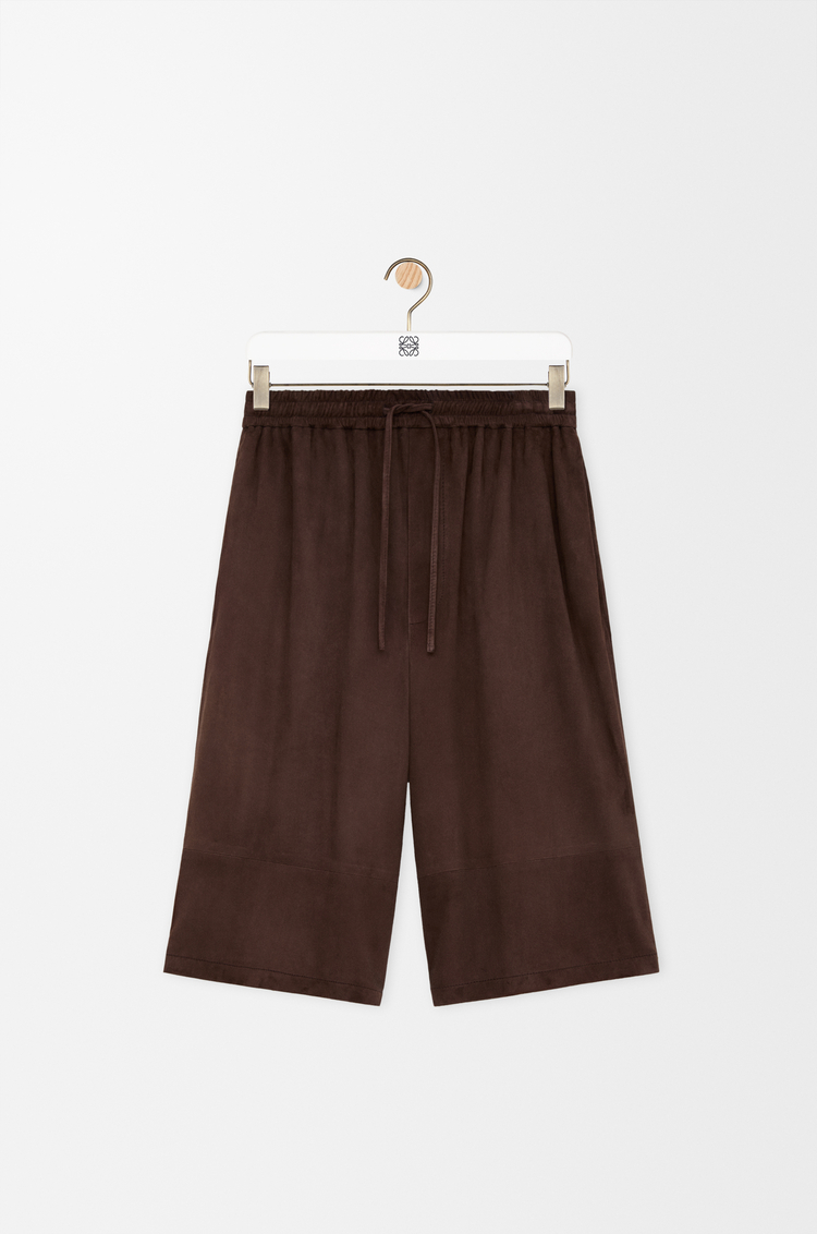 LOEWE 드로우스트링 쇼츠 - 스웨이드 고트스킨 다크 브라운