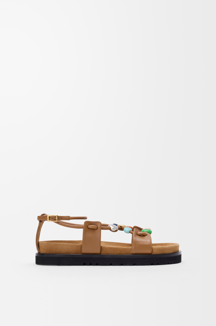 LOEWE 纳帕羊皮革 Pebble Beads fussbett 凉鞋 驼色