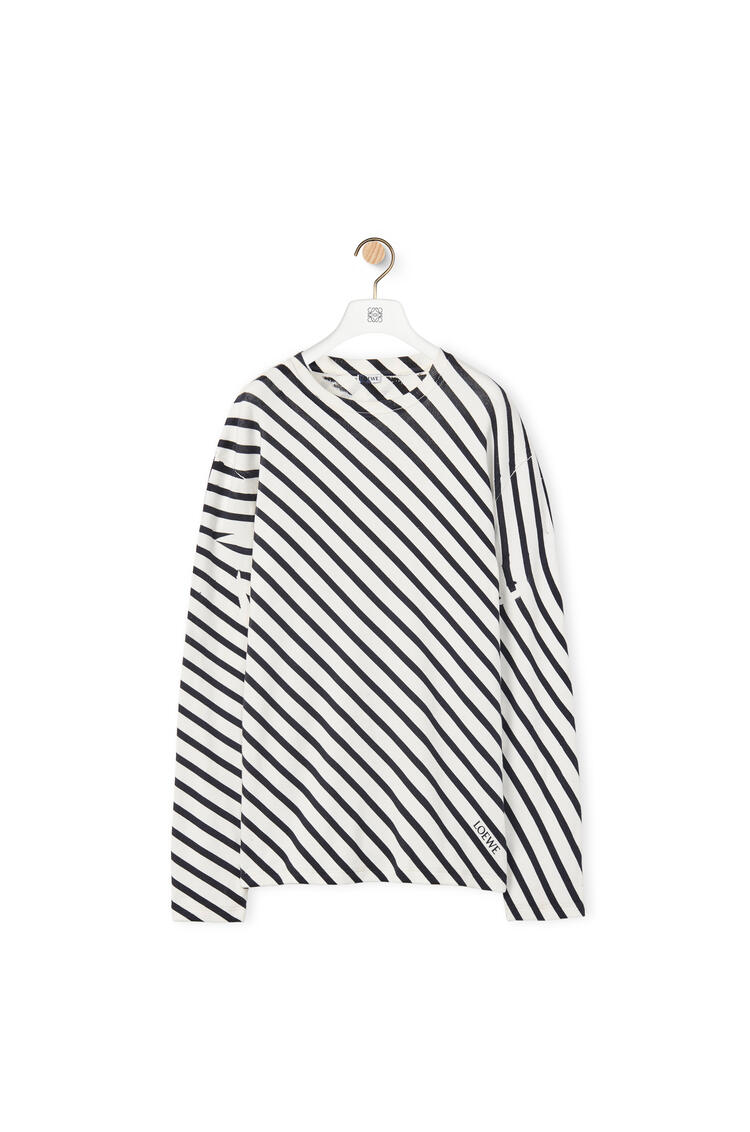 LOEWE Diagonal stripe T-shirt in cotton White/Navy pdp_rd