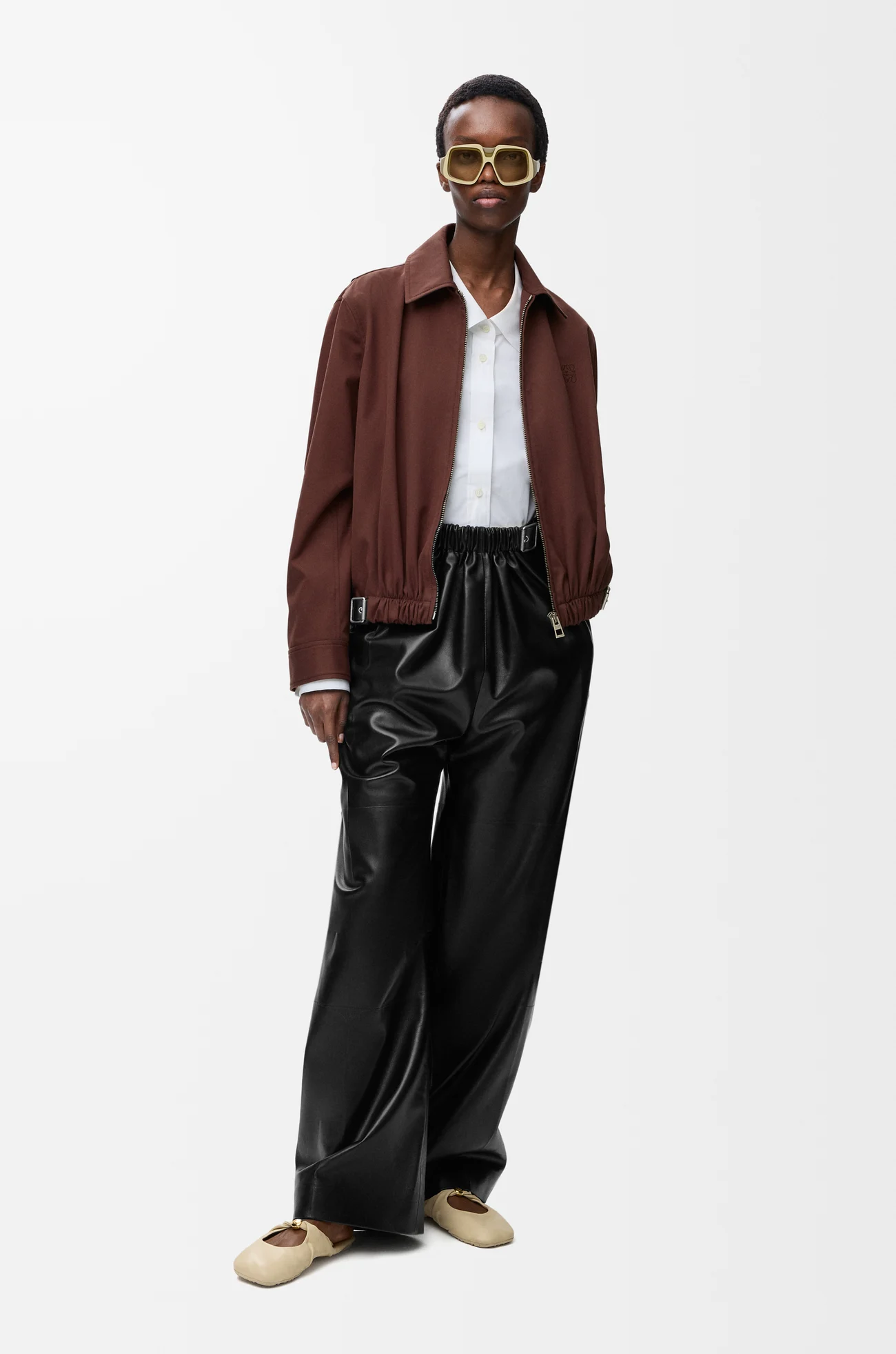 LOEWE Hose mit Gürtel aus Nappa-Lammleder Schwarz
