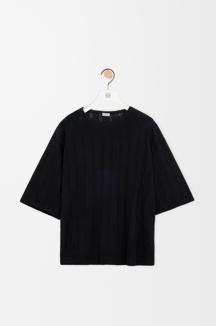 LOEWE Top de manga corta en lino Negro