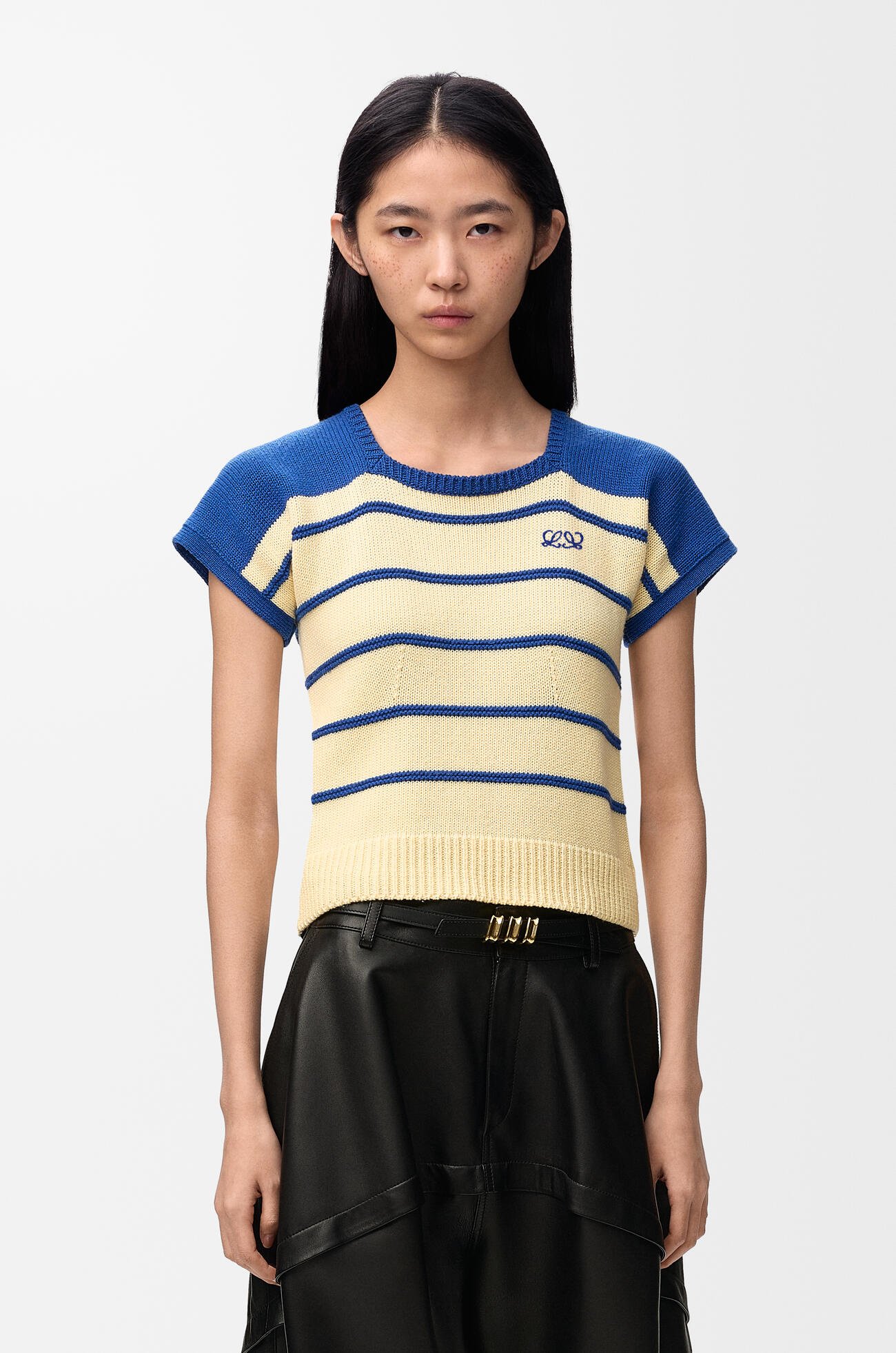 LOEWE Jersey sin mangas en algodón y lana Amarillo/Azul
