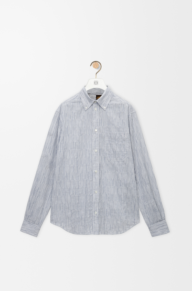 LOEWE Camisa en mezcla de algodón Azul/Blanco