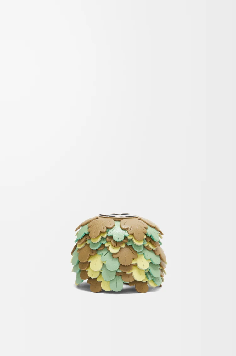 LOEWE Small leaves charm in calfskin Khaki Green/Jade/Yellow Garnet