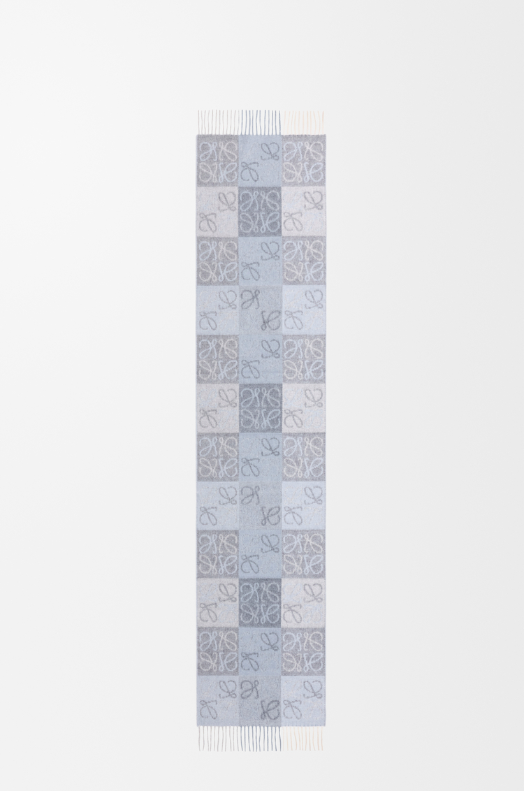 LOEWE Scarf in wool and cashmere Blue/White