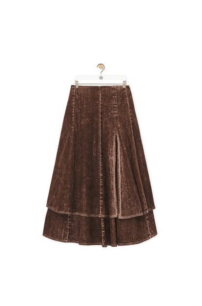 LOEWE Double layer skirt in denim 松露色 plp_rd
