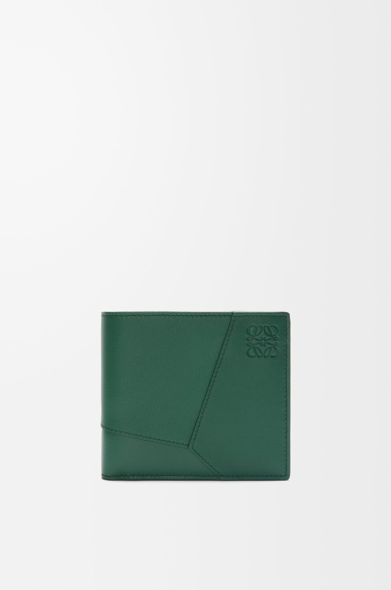 LOEWE Cartera Puzzle con dos pliegues y monedero en piel de ternera Verde Oscuro